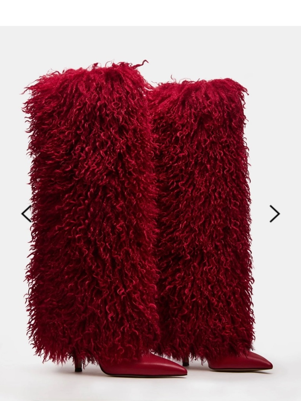 Steve Madden Burgundy Red Shag Knee-High Heels